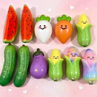 Jouets Squishy Assortis Fruits et Légumes en PU à Remontée Lente, Jouet Anti-Stress à Presser dans une Boîte PET