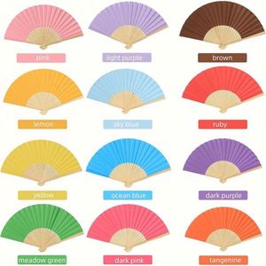 Abanico Plegable Personalizado de Color Sólido para el Verano, Arte Folclórico, Decoración del Hogar de Bambú, Tallado, Regalo para Bodas, Fiestas y Bailes, Estilo Impreso - Product Image 5