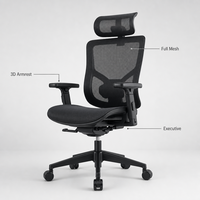 Silla de Oficina Ejecutiva Ergonómica con Reposabrazos 3D y Malla Completa, Silla de Gerente para Computadora, Giratoria y Ajustable para Oficina