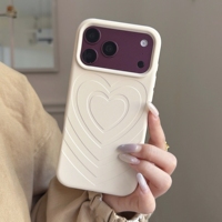Coque de téléphone 3D Cœur pliable effet froissé tendance pour iPhone 18 Pro Max, 18 Pro, 18 et iPhone 17 Pro – Housse intégrale en silicone doux mat