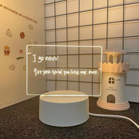 Tableau d'affichage lumineux LED en acrylique transparent DIY avec support, alimenté par USB, pour messages et notes, effaçable à sec