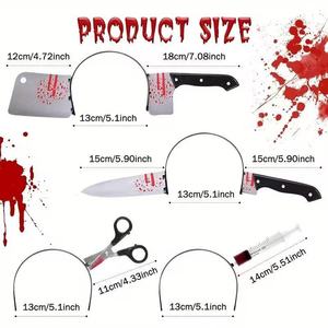 Wholesale Creepy Through Head Axe <b>Headband</b> Set Blood Stained Cleaver Prop Halloween Cosplay Party Hair Ornament - Product Image 1
