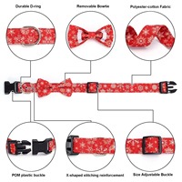 Collier pour chien en polyester à carreaux de Noël, imprimé flocons de neige et Père Noël, avec nœud papillon et boucle de fermeture, ensemble laisse et collier pour chien pour les fêtes