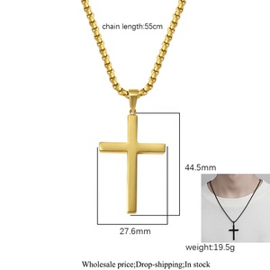 Kalung Liontin Salib Kristen Unisex Lapis Emas 18K Rantai Baja Tahan Karat Model Geometris Trendi Perhiasan Hadiah Berkualitas Tinggi - Product Image 1