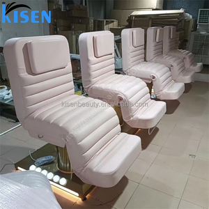 Lit de luxe pour extensions de cils Kisen, incurvé et réglable - Mobilier de salon de beauté moderne avec base dorée pour extensions de cils et lit de massage spa - Product Image 3