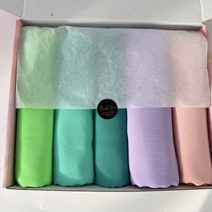 YOMO verano Color mujer liso crepé HIjabs gasa bufanda suave chales musulmán arrugado envuelve diadema personalizar caja de regalo Foulard - Product Image 4