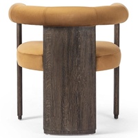 Chaise de salle à manger moderne de luxe en velours beige, fauteuil en bois foncé avec dossier à coussin pour projets hôteliers et villas, fabricant OEM/ODM