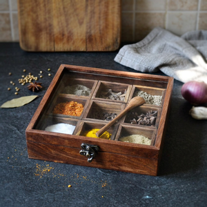 Best Quality Eco-Friendly <b>Wooden</b> Spice <b>Box</b> Set with Spoon Herb <b>Tools</b> Made in India Direct Factory Supply for Kitchen & Hotel Use - Product Image 3