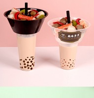 Plateau à collation en plastique PP pour boissons froides et chaudes, bol à açaï, gobelet à boisson avec couvercles, logo personnalisé transparent, gobelet en plastique pour café glacé et thé