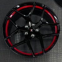 Jantes forgées VeroX 1 pièce, noir brillant avec accent intérieur rouge, jantes en alliage pour BMW Mercedes Benz Audi Porsche Tesla Lexus