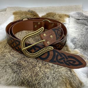 Ceinture médiévale pour homme en cuir gaufré, ceinture viking, ceinture de guerrier Valhalla, ceinture de <span class=keywords><strong>chevalier</strong></span>, accessoires anciens - Product Image 4