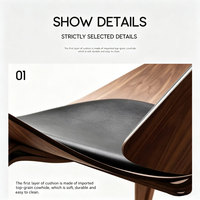Fauteuil de loisirs courbé en contreplaqué de style Mid-Century Modern, avec structure en bois massif et revêtement en cuir PU – Durable, portable, pour bar, salon ou espace détente