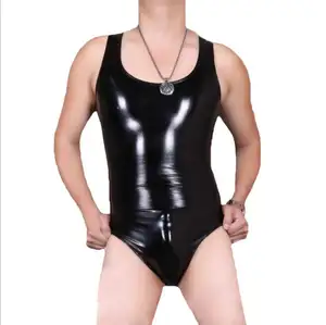 2021 Cross border hot summer new men's fun corset Fashion leotards PVC vest BODYSUIT