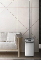 Ensemble de serpillière plate à essorage facile, lavable à la main, avec seau et manche en acier, séparation sec/humide, pour nettoyage domestique