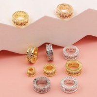 Perles rondes en laiton plaqué or 18 carats avec zircon, 4 mm, 6 mm, 8 mm, pour bracelet fait main, accessoires de bijoux