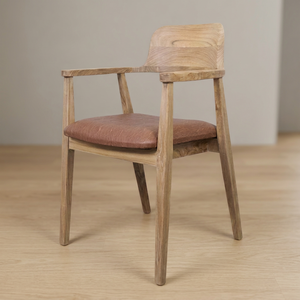 Fauteuil de salle à manger moderne en teck avec revêtement en microfibre pour la maison, l'extérieur, le salon, les repas - Product Image 2