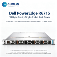 خادم ديل باور إيدج R6715 1U للتركيب على الرفوف، ذاكرة DDR5، PCIe 5.0، مناسب للإدراك الاصطناعي الخفيف والخوادم القائمة على تقنية K8s.