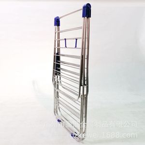 Double Layer Stainless Steel Floor Standing Folding Clothes <b>Rack</b> Airfoil Design X Shape Mobile <b>Drying</b> <b>Rack</b> For Home Use - Product Image 2