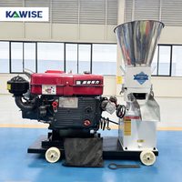 Nouvelle machine à granulés d'aliments pour animaux Kawise à refroidissement par eau, démarrage électrique, capacité de 250-400 kg/h, taille de granulés de 2,5-8 mm, acier au carbone, 1 alimentation