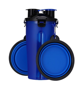 Bouteille d'eau pour chien pour les promenades - Distributeur d'eau portable 2 en 1 à double compartiment pour animaux <span class=keywords><strong>de</strong></span> compagnie avec 2 bols pliables - Product Image 4