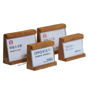 Exhibidor de Precios de Madera de Haya Natural Pintada <span class=keywords><strong>Begreen</strong></span>, Soporte para Tarjetas de Productos, Estilo Europeo para Compras - Product Image 1