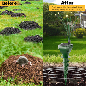 Mới đến ngoài trời Pin nốt ruồi Repeller Vole năng lượng mặt trời Repeller rung trang trại Mart năng lượng mặt trời nốt ruồi răn đe với Swing Firefly đèn - Product Image 5