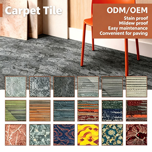 Dalles de moquette commerciales carrées en polypropylène, asphalte, PVC, PE, avec support non tissé, pour bureaux, revêtements de sol modulaires - Product Image 1