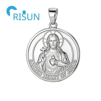 Collier avec pendentif médaille de Jésus, visage saint, cœur sacré de Jésus, chapelet, médaille de Jésus personnalisée, chrétien, christianisme, religieux