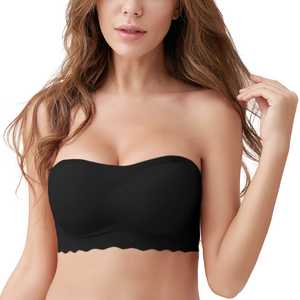 Sujetador sin tirantes invisible de talla grande para mujer, lencería sexy, top halter sin aros con media copa acolchada y transpirable - Product Image 3