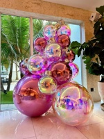 Arche de ballon gonflable géante tendance 2026, boule miroir brillante, matériau PVC réutilisable, 8-10 pieds, garantie 1 an pour les événements de mariage