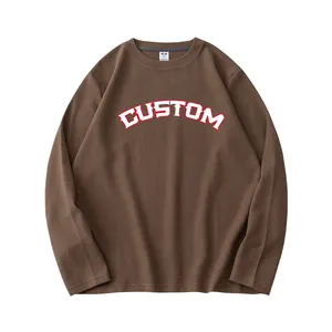 260GSM वफ़ल फैब्रिक टी-शर्ट लंबी आस्तीन वफ़ल बुना हुआ टी-शर्ट कस्टम स्वयं का लोगो यूनिसेक्स पुरुषों की ओ-गर्दन फिट टी-शर्ट - Product Image 2