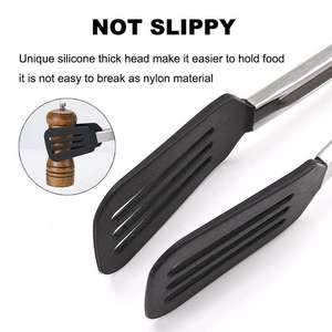 Pinces de cuisine en silicone personnalisées de qualité supérieure, pinces à barbecue en acier inoxydable, pinces à pâtes pour le camping - Product Image 5