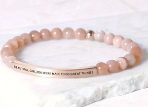 Pulsera Unisex Grabada de Piedra Natural de Cristal con Cuentas de Zebra Rosa de 6mm, Separador Dorado y Tubo de Acero Inoxidable Curvado, Regalo de Pascua - Product Image 6