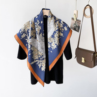 Groothandel 100% zijden vierkante sjaal voor dames, twill, handgerolde randen, vintage, lente, volwassen sjaal/omslagdoek