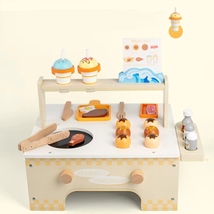 Jouets <span class=keywords><strong>de</strong></span> cuisine unisexe pour enfants Maison <span class=keywords><strong>de</strong></span> jeu en bois et cuisine BBQ Support à crème glacée <span class=keywords><strong>Jouet</strong></span> en bois pour enfants - Product Image 4