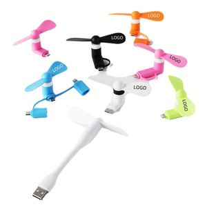 Mini Ventilador Portátil para Teléfono 3 en 1, Compatible con Puertos Micro USB/Tipo C/iPhone 8 Pines, con Logotipo Personalizado para Regalos Promocionales - Product Image 1