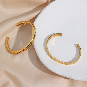 Qiuhan – Bracelets de créateur OEM, bijoux en acier inoxydable, Bracelet ouvert en Zircon Octave Star - Product Image 5