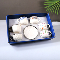 Ensemble cadeau de 12 tasses à café et soucoupes personnalisées de luxe, tasses à thé et soucoupes en céramique en gros