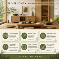Ensemble de chambre enfant personnalisé en tatami naturel, armoire en chêne, bureau en rotin |   Style Forêt Biophilique |   Usine écologique OEM