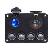 Chargeur USB 12V 20A Quick Charge 3.0 Type C avec LED bleue, panneau de commutateur à bascule 4 gang en plastique, 30000 cycles pour voitures, bateaux marins, camions
