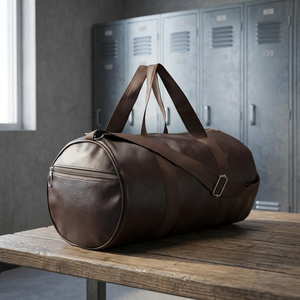 Vintage Genuine Leather Barrel-Shaped Duffle Bag Custom Logo Zipper Closure Single Handle Unisex Gym Use Other Capacity Shoulder - Product Image 2