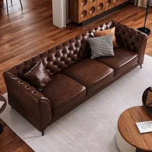 Set di Divani in Pelle di Lusso Stile Americano con Design Moderno, Durevole per Ville e Piccoli Soggiorni - Product Image 3