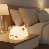 Veilleuse LED tactile rechargeable en silicone minimaliste Kawaii Chat pour chambre d'enfant, décoration mignonne de chaton