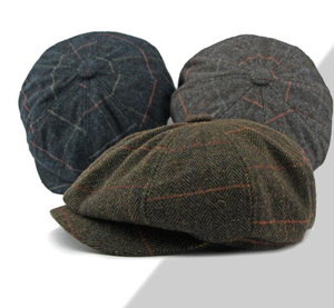 Casquette Gavroche Classique en Tissu à Carreaux Irlandais en Gros, Disponible en Stock, Quatre Saisons, pour Plage, Sports, Fêtes, Ski, Hommes - Product Image 1