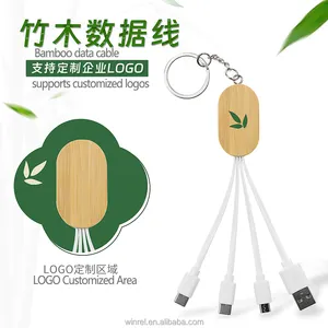 Cables de datos de cobre puro Cables DE DATOS Micro-usb Bamboo 3 en 1 Cable USB para teléfono móvil