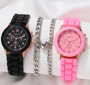 Vente en Gros Hommes Femmes Mode Couple Montre avec Bracelets Collier Montre Classique Ensemble - Product Image 5