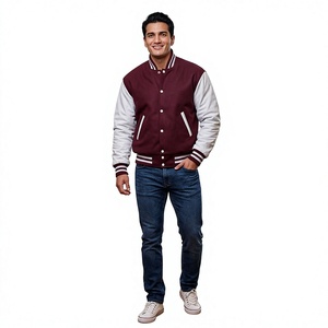 Vestes universitaires pour hommes, vêtements d'hiver à col montant brodés pour l'extérieur, vente en gros, hip-hop, manches longues, 100% coton - Product Image 1