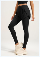 Pantalon de yoga deux pièces pour femme, taille haute, élastique, anti-transpiration, effet push-up, avec poches, idéal pour le fitness et la course à pied