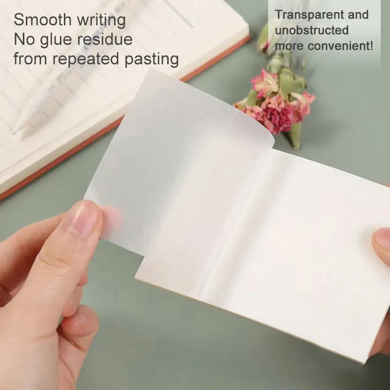 2022 personalizado PET transparente impermeable nota adhesiva autoadhesiva transparente página bandera notas personalizadas memo pad