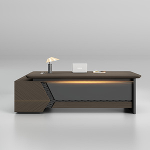 Conjunto de Escritorio Ejecutivo Moderno con Silla, Mesa de Oficina en Forma de L con Iluminación LED y Gabinete - Product Image 4